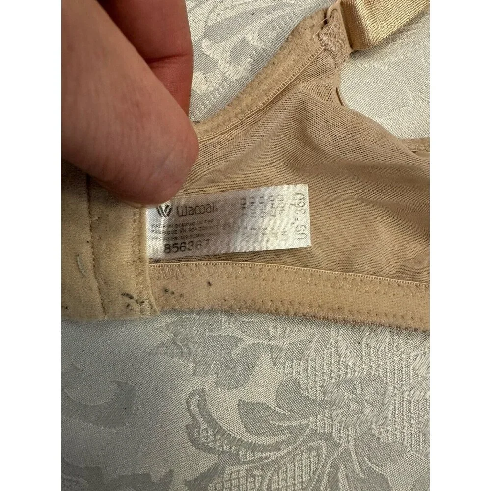 Wacoal‎ 36D Awareness Wire Free Beige Bra 856367 Cushioned Straps Pink Ribbon